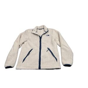 Rare Northface‎ Campshire Cream Blue full-zip fleece jacket Size Medium